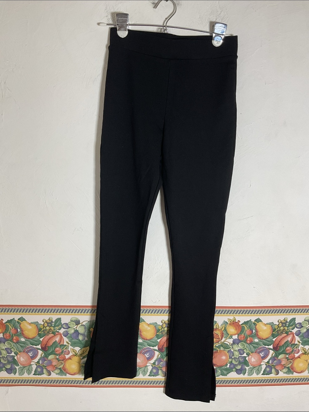 Forever 21 Black High Rise Split Hem Ponte Knit Flare Pants Size S